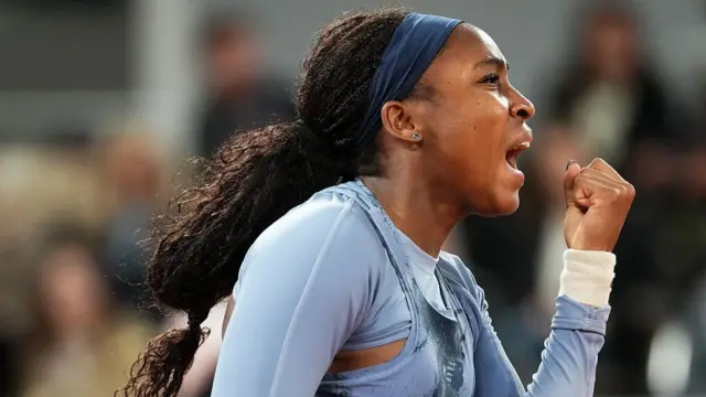 Coco Gauff celebrates
