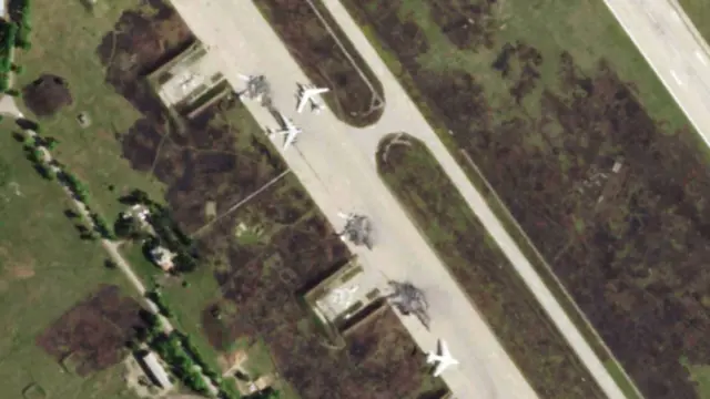 Colour satellite imagery showing damage to Russian war planes after Ukrainian drone attack