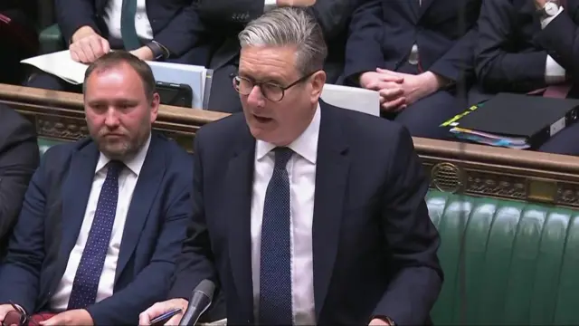 Starmer speaks at despatch box in House of Commons.