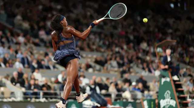 Coco Gauff of United States plays a forehand