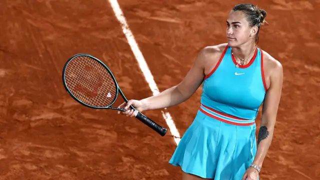 Aryna Sabalenka reacts