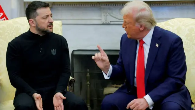 Trump pointing at Zelensky during the Oval Office