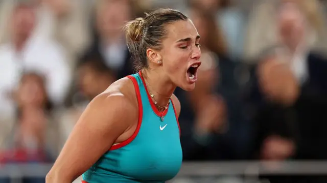 Aryna Sabalenka celebrates