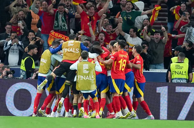 Spain players celebrate
