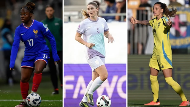 Split graphic of Sandy Baltimore, Maren Mjelde and Nathalie Bjorn
