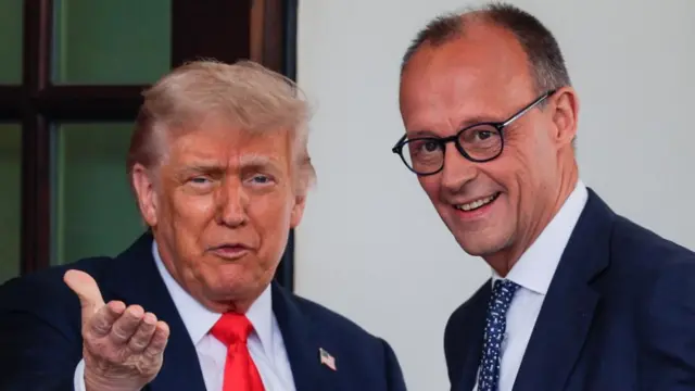 Trump and Merz outside White House.