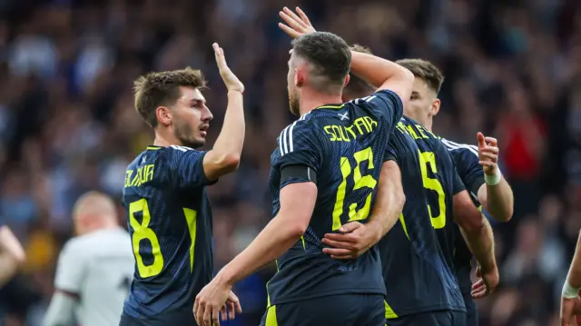Scotland's John Souttar celebrates scoring to make it 1-1