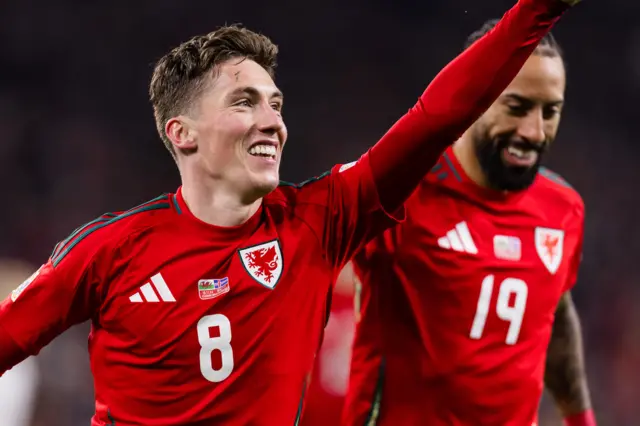 Harry Wilson celebrates scoring against Iceland last year