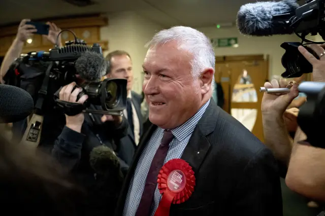 Scottish Labour's Davy Russell arrives at the count before being declared winner for the Hamilton, Larkhall and Stonehouse by-election at South Lanarkshire Council Headquarters, Hamilton.