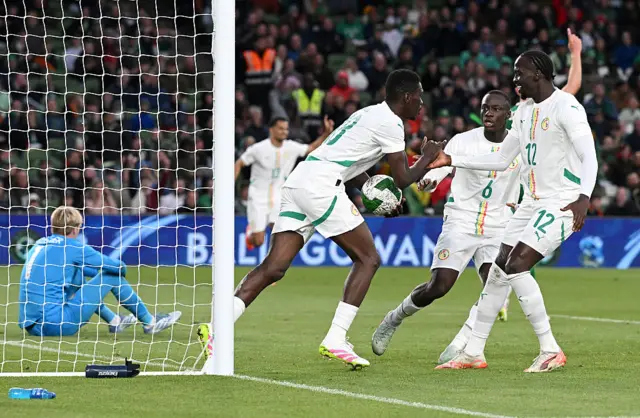 Senegal celebrating the goal