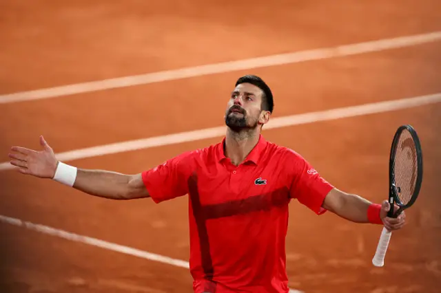 Novak Djokovic reacts