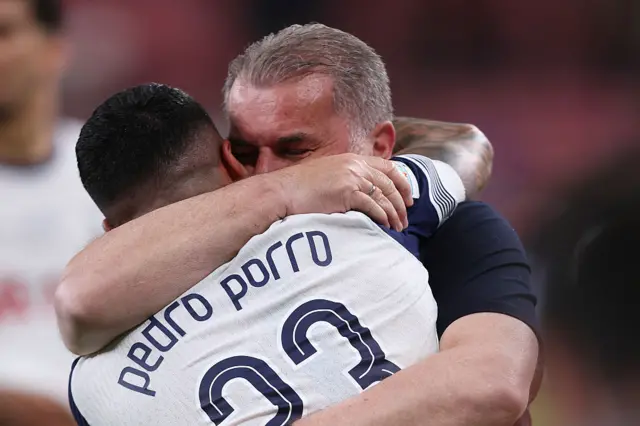 Pedro Porro and Ange Postecoglou