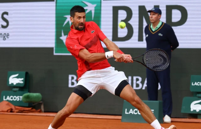 Serbia's Novak Djokovic in action during his semi final match against Italy's Jannik Sinner