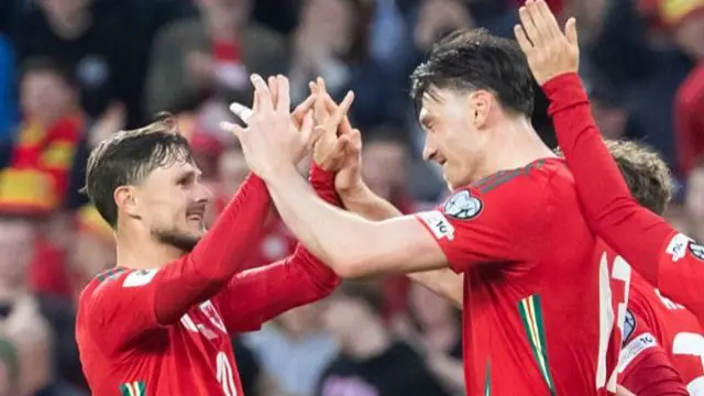 Wales players celebrate