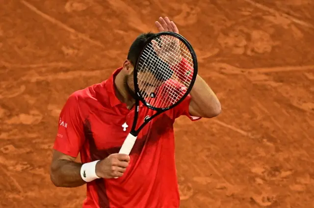 Novak Djokovic reacts