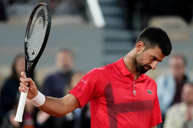 Novak Djokovic reacts