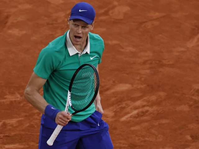 Italy's Jannik Sinner celebrates during his semi final