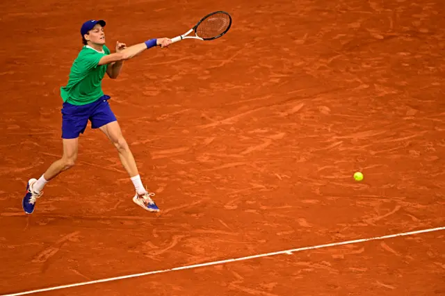 Jannik Sinner plays a forehand