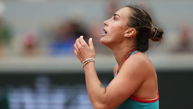 Aryna Sabalenka reacts