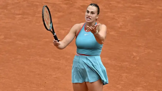 Aryna Sabalenka reacts