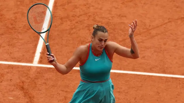 Aryna Sabalenka reacts