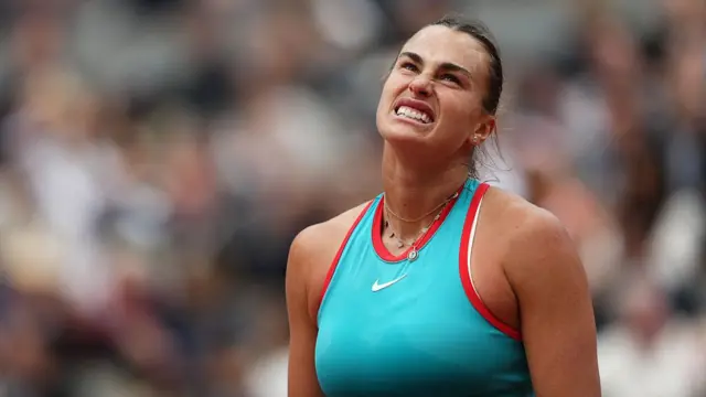 Aryna Sabalenka reacts