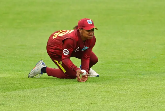 West Indies' Zaida James in action
