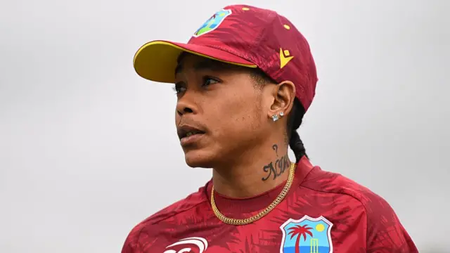 West Indies captain Shemaine Campbelle looks on