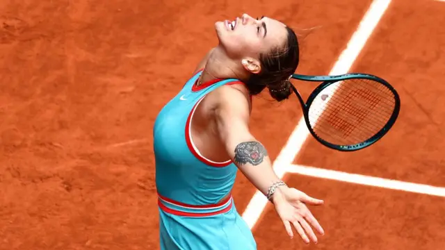 Aryna Sabalenka reacts