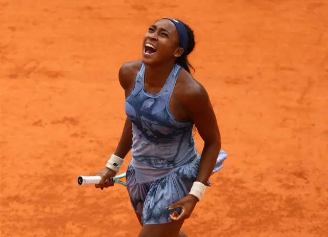 Coco Gauff celebrates