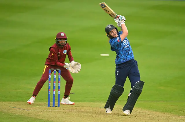 England batter Nat Sciver-Brunt hits out watched