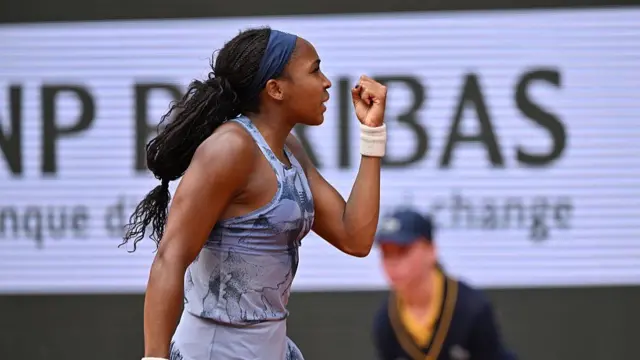 Coco Gauff clenches her fist