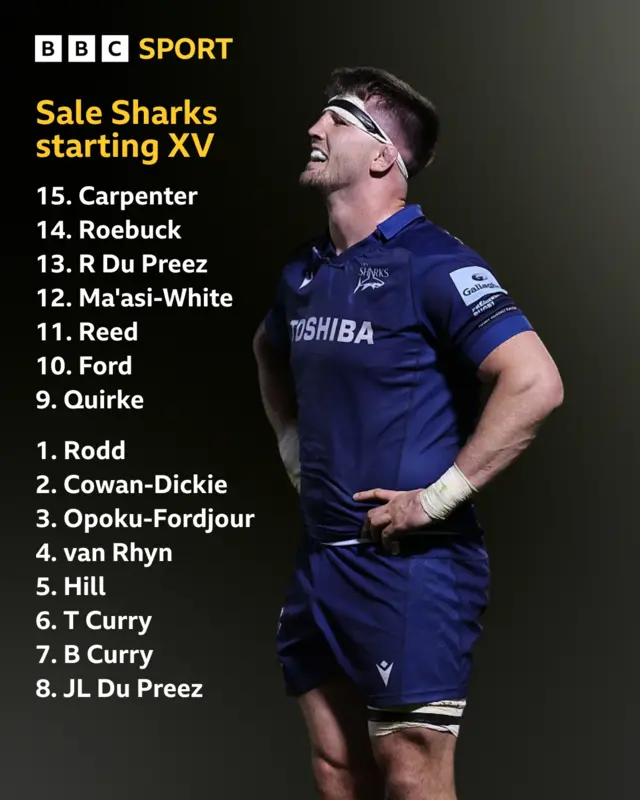 Sale starting XV with Tom Curry