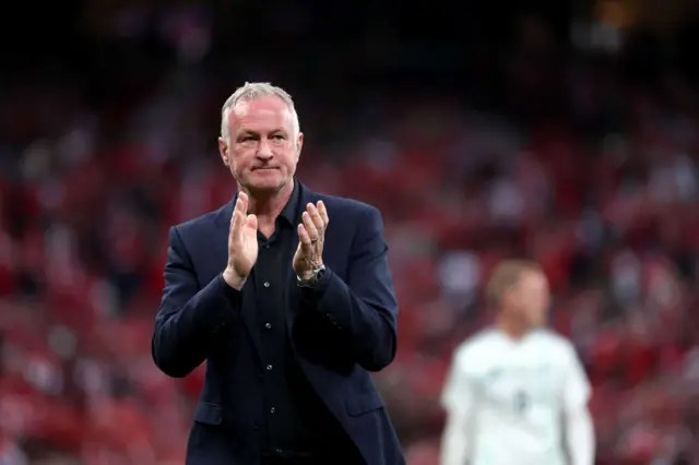 Nortern Ireland manager Michael O'Neill applauds fans