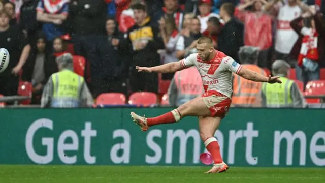 Hull KR's Mikey Lewis kicks the winning goal
