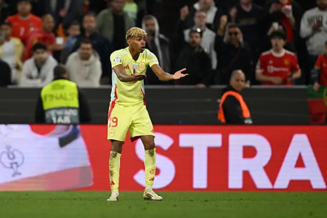Lamine Yamal of Spain reacts