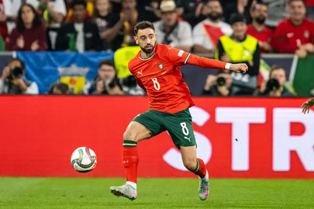 Bruno Fernandes of Portugal controls the ball