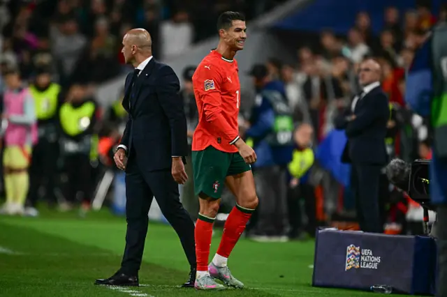 Cristiano Ronaldo looks on