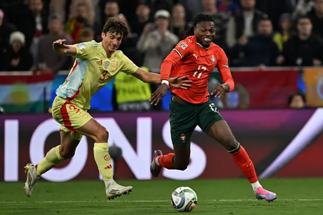 Rafael Leao (17) of Portugal in action