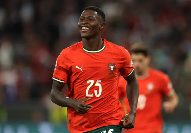 Nuno Mendes of Portugal celebrates