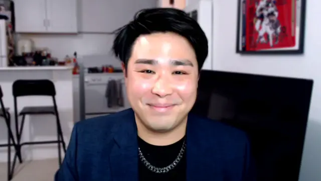 Digital content curator at Fox News 11 Los Angeles, KJ Hiramoto, speaking to the BBC. He is not at the scene, and appears to be either at home or in an office