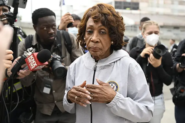 Maxine Waters near the City Hall outside on 8 June 2025