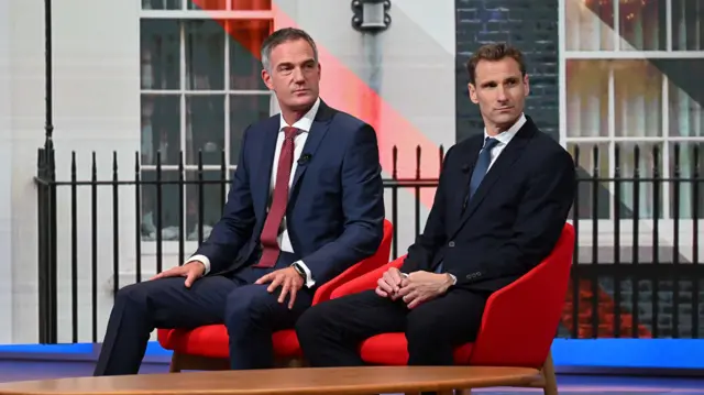 Philp and Kyle on set of Kuenssberg.