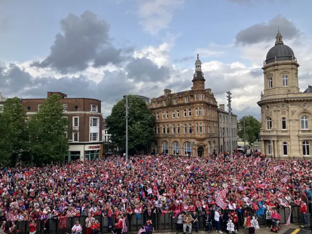 Thousands of fans gathered in Queen Victoria Square
