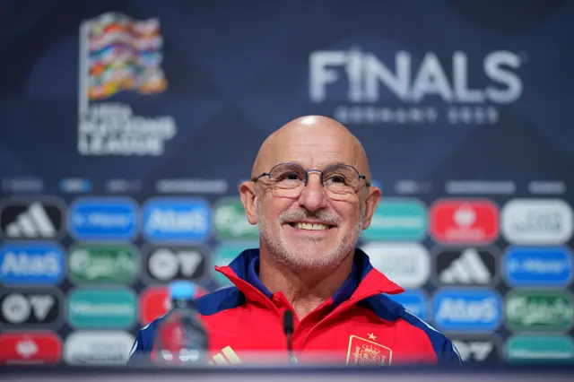 Luis de la Fuente, Manager of Spain, speaks to the media