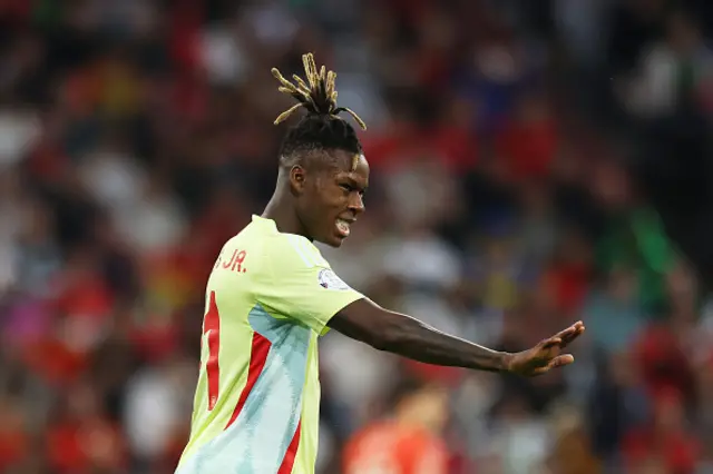 Nico Williams of Spain reacts