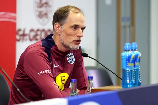 Tommy Tuchel speaking at the England press conference