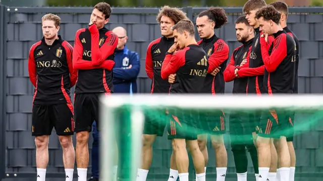 Belgium's platers attend a training session on the eve of their FIFA World Cup 2026 Group J European qualification football match against Wales