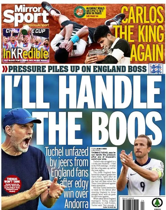 The Mirror Sport back page