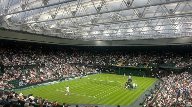 Centre court with a closed roof
